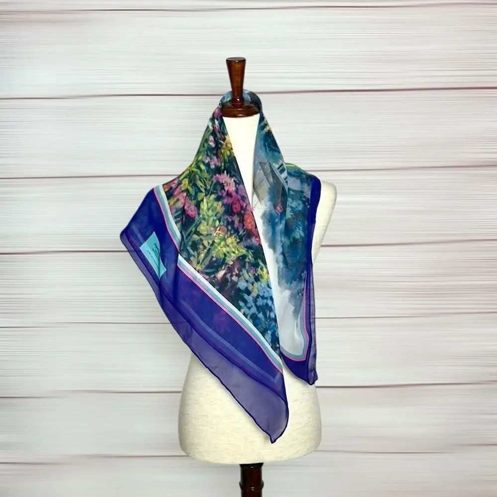 The Greenwich Workshop Silk Scarf Seaport Garden Mystic Painting by Paul Landry